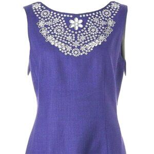 ✨ Designer KATE SPADE NY Aesthetic Holiday Dress dior Embroidered Royal Blue M L